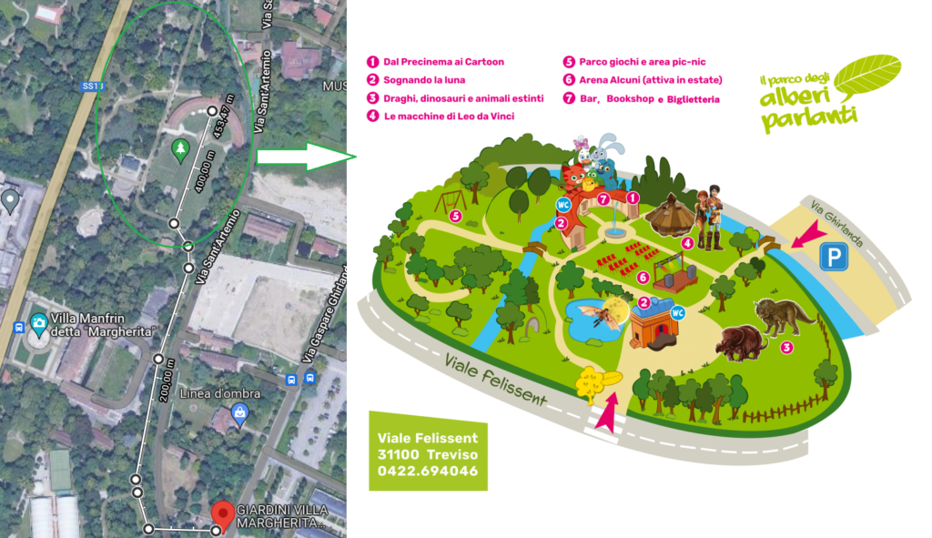Mappa Parco Alberi Parlanti e percorso